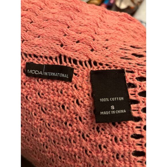 Moda International Pink Long Line Sleeve Cardigan Sweater S Classic Cozycore - Picture 9 of 10
